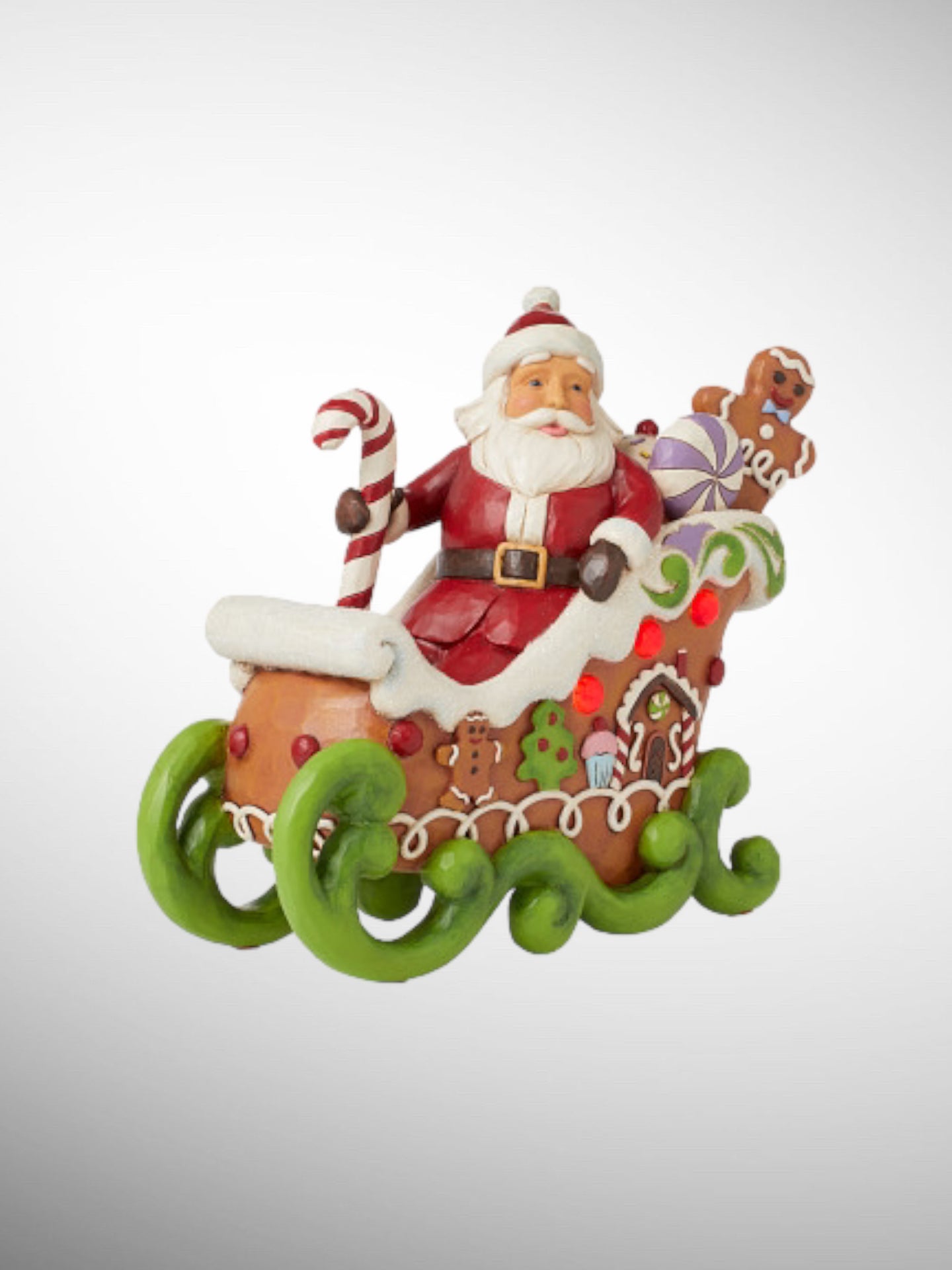 Jim Shore Gingerbread Christmas - Sharing Sweet Holiday Cheer Santa LED Figurine